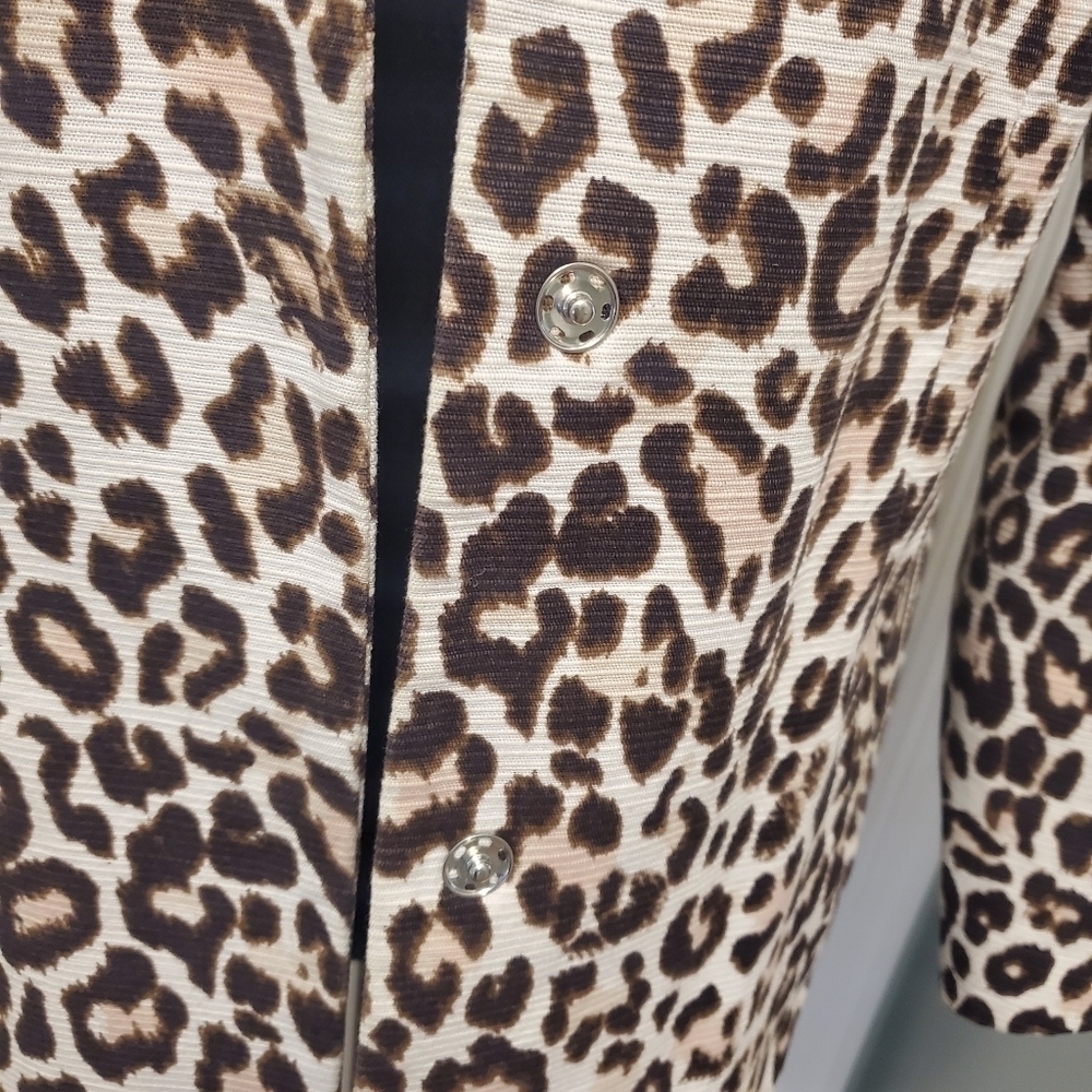 H&M Brown Leopard Print Lightweight Outer Coat Size 6, Business Casual - Picture 7 of 12